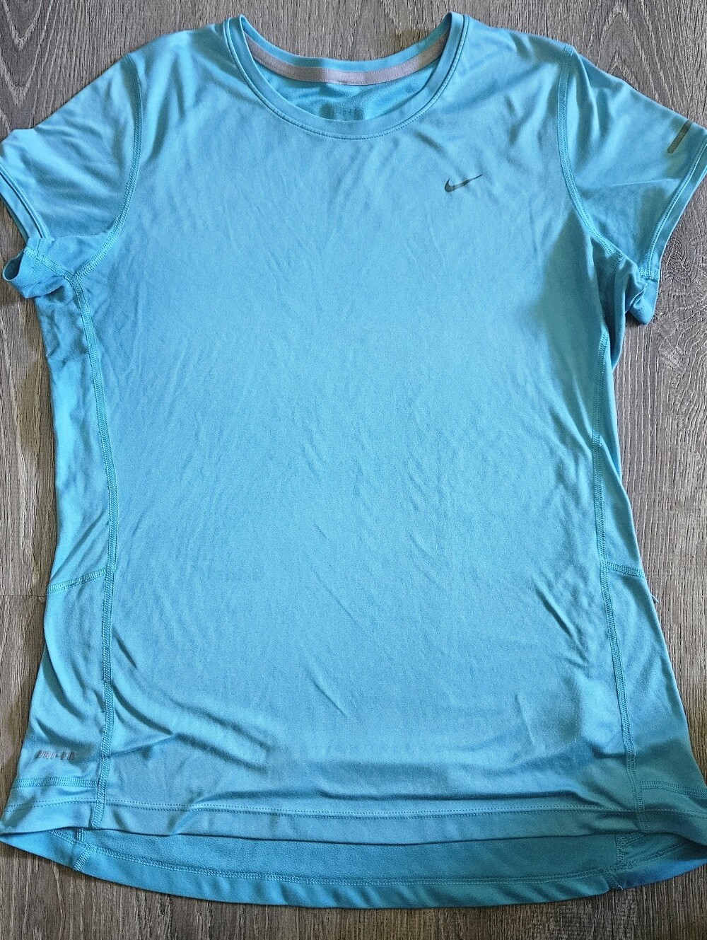 Nike Dri-Fit Bright Cyan Blue Short Sleeve Running Shirt Women's L